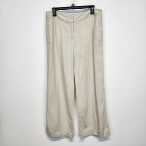 Cato Wide Leg Linen Pants Womens 12 30" Cream Lagenlook Beach Vacation Coastal
